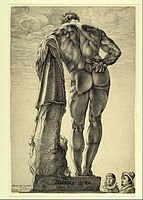 Engraving of the Farnese Hercules, c. 1598