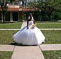 New Orleans bride wearing a strapless, sleeveless gown, 2006