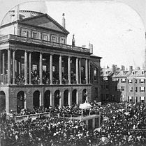 1859年、ダニエル・ウエブスター像落成式。デロス・バーナム撮影。