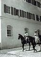 Prince Wilhelm on horseback in front of the palace in Durrës.