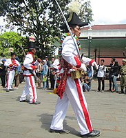 One of the two lurahs of Dhaeng Brigade from Yogyakarta Sultanate (they both held a rank as panji) during a Garebeg ceremony in 2018.