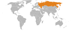Map indicating locations of Austria and Russia