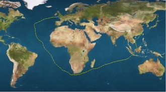 Ariel's route in 1866