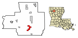 Location of Lucky in Bienville Parish, Louisiana.