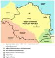 Länsi-Ukrainan kansantasavallan vuonna 1918 vaatimat alueet.