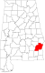 Harta statului Alabama indicând comitatul Barbour