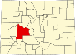 State map highlighting Gunnison County