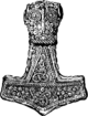 Drawing of a Mjolnir pendant found at Bredsätra, Öland, Sweden