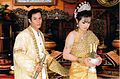 Khmer (Cambodian) couple dressed in traditional wedding outfits