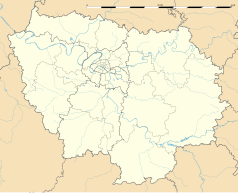 Mapa konturowa Île-de-France, w centrum znajduje się punkt z opisem „Périgny”