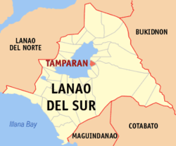 Map of Lanao del Sur with Tamparan highlighted