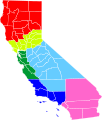 2013: Tim Draper's Six Californias proposal   Jefferson   North California   Silicon Valley   Central California   West California   South California