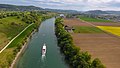 Aerial view of the river Rhine in Dörflingen
