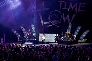 All Time Low performing at the Saratoga Performing Arts Center in Saratoga Springs, New York, 2016.