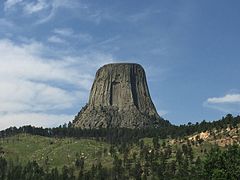 Devils Tower, an eroded laccolith in the Black Hills of Wyoming