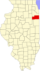 カンカキー郡の位置を示したイリノイ州の地図