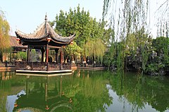 Yuyum Sanfong ("Yuyin Shanfang" in Mandarin Chinese) in Panyu, Guangzhou, is commonly cited as a representative example of Lingnan garden.