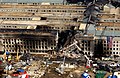 Image 13 American Airlines Flight 77 Photo: Tech. Sgt. Cedric H. Rudisill, USAF Damage caused by American Airlines Flight 77 to the Pentagon as a result of the September 11 attacks. The flight was one of four commercial airliners hijacked that day, and the perpetrators crashed it into the building, causing 189 deaths, including all 64 on board the plane. The damaged sections were rebuilt in 2002. More selected pictures