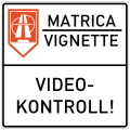A road sign indicating the beginning of the motorway electronic vignette (paid on a specific license plate of a vehicle) duty for cars ≤ 3.5t (placed under the road sign for motorway or expressway)