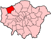 Location of the London Borough of Harrow in Greater London