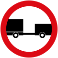 No entry for any power driven vehicle drawing a trailer, except semi-trailers or single axle trailers