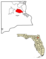 Location of Asbury Lake in Clay County, Florida.