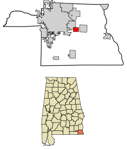 Location of Avon in Houston County, Alabama.