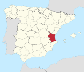 Pozicija Valencije na karti Španjolske