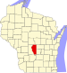 Harta statului Wisconsin indicând comitatul Adams
