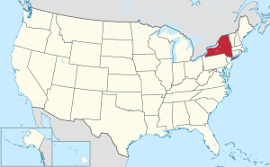Harta e Shteteve të Bashkuara me Nju Jork të theksuar