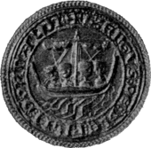 Black and white photo of a mediaeval seal