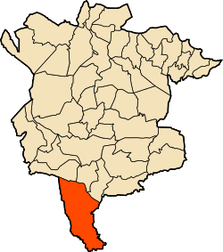 Localização da cidade dentro da província de M'Sila