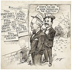 Clifford K. Berryman's editorial cartoon of October 19, 1948, shows the consensus of experts in mid-October