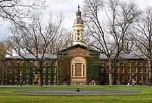 A picture of Nassau Hall, the university's oldest building