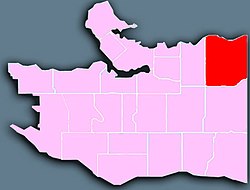 Location of Hastings-Sunrise in Vancouver