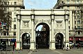 Marble Arch in London, England, moved from Buckingham Palace to Hyde Park in 1851.