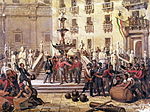 Garibaldi at the Fontana Pretoria after capturing Palermo