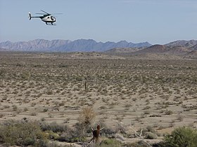 U.S. Border Patrol helicopter along El Camino del Diablo, Arizona–Sonora border, 2004