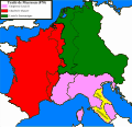 Traité de Meerssen (870) : à la mort de leur neveu Lothaire II, Charles II le Chauve (Francie occidentale) et Louis II le Germanique (Francie orientale) se partagent son royaume, la Lotharingie (Nord de la Francie médiane).