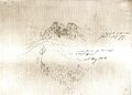 Bleistiftskizze von mehreren Hügeln mit Felsen und Bäumen. Auf der rechten Seite stehen handschriftliche Notizen und das Datum „13.May 1808“.