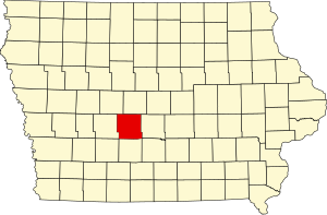 Map of Iowa highlighting Dallas County