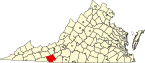 Harta statului Virginia indicând comitatul Carroll