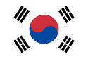 Centered taegeuk on a white rectangle inclusive of four black trigrams