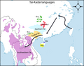 Tai-Kadai migration route according to Matthias Gerner's Northeast to Southwest Hypothesis.[16]