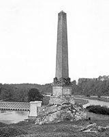 View of the commemorative Boyne Obelisk prior to 1883 (erected in 1736). It was destroyed in 1923.