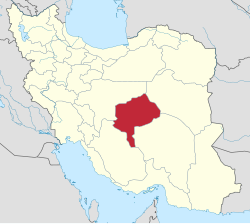Map of Iran with Yazd highlighted