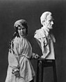 Vinnie Ream with her earlier bust of Abraham Lincoln