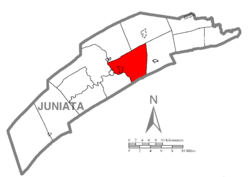 Map of Juniata County, Pennsylvania highlighting Walker Township