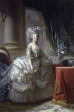 Էլիզաբեթ Վիժե լը Բրոն.Մարի Անտուանետի նկարը՝ պալատական զգեստով. 1779 թվական. Լայն կարկասով շրջանազգեստ
