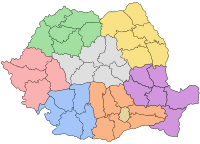 Map of the administrative divisions of Romania